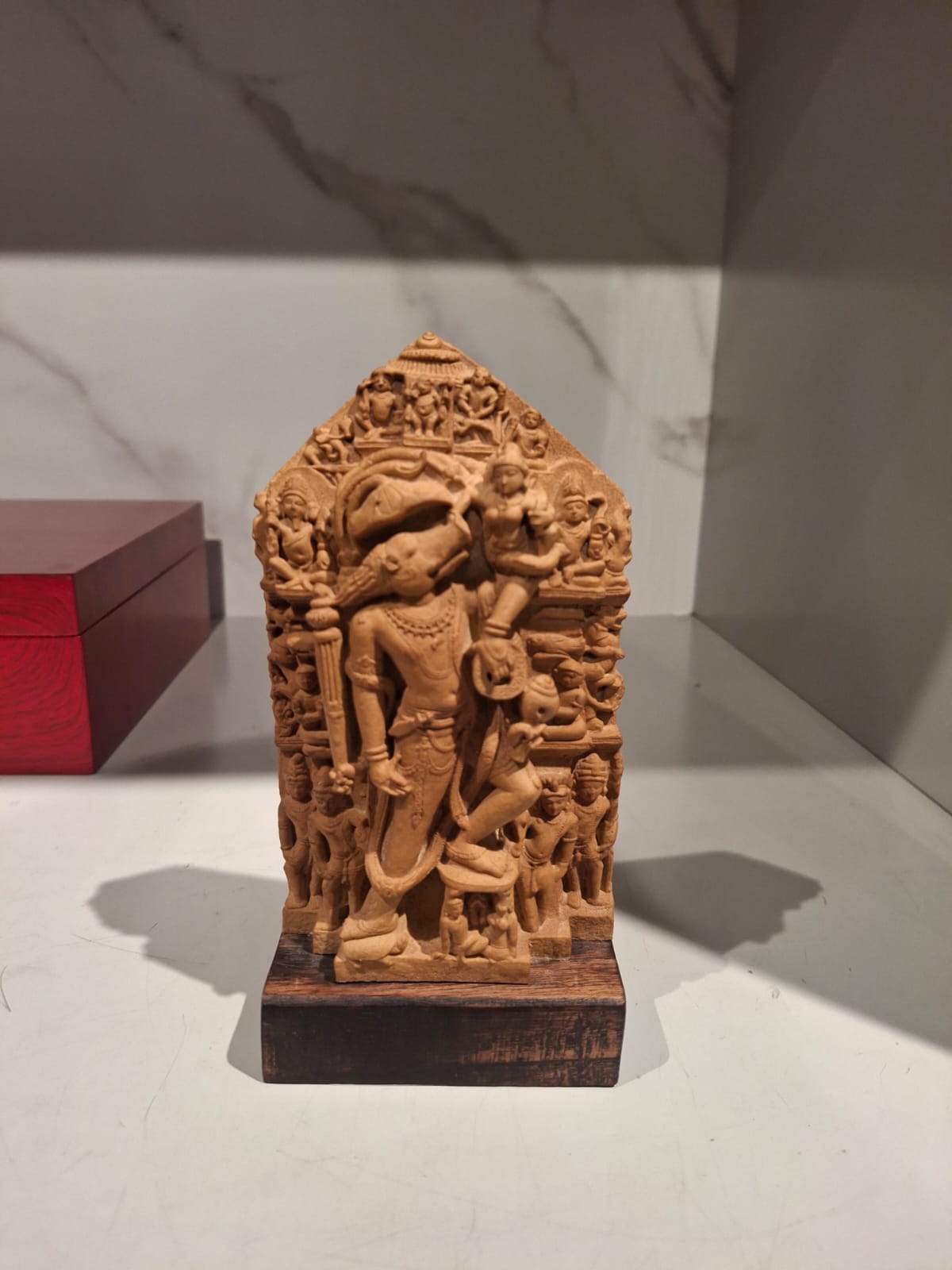 Izzhaar Divine Narvaraha Golden Brown Sculpture with Wooden Base
