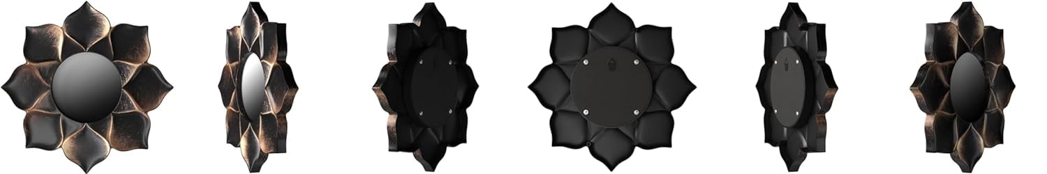 Izzhaar Flower Design Decorative Wall Mirror Set (Pack of 3) for Home & Living Room