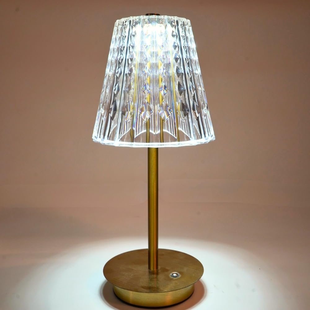 Izzhaar Crystal Luxe Touch Lamp – Golden Base LED Table Light