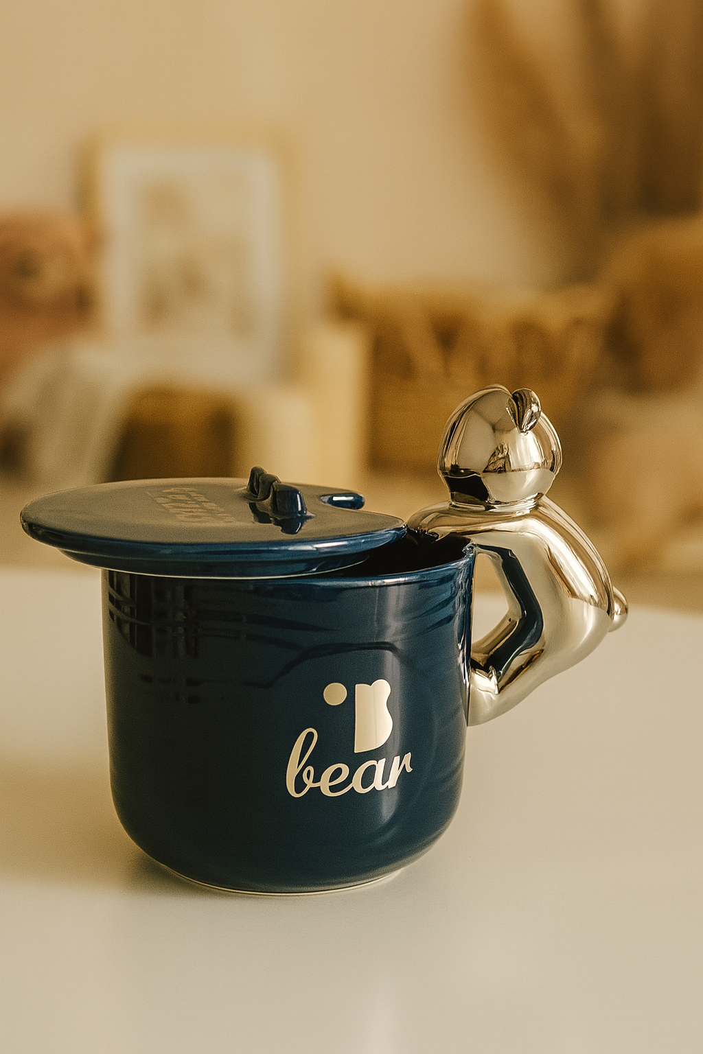 Izzhaar Cuddle Bear Blush Mug with Lid – “Perfect” Edition