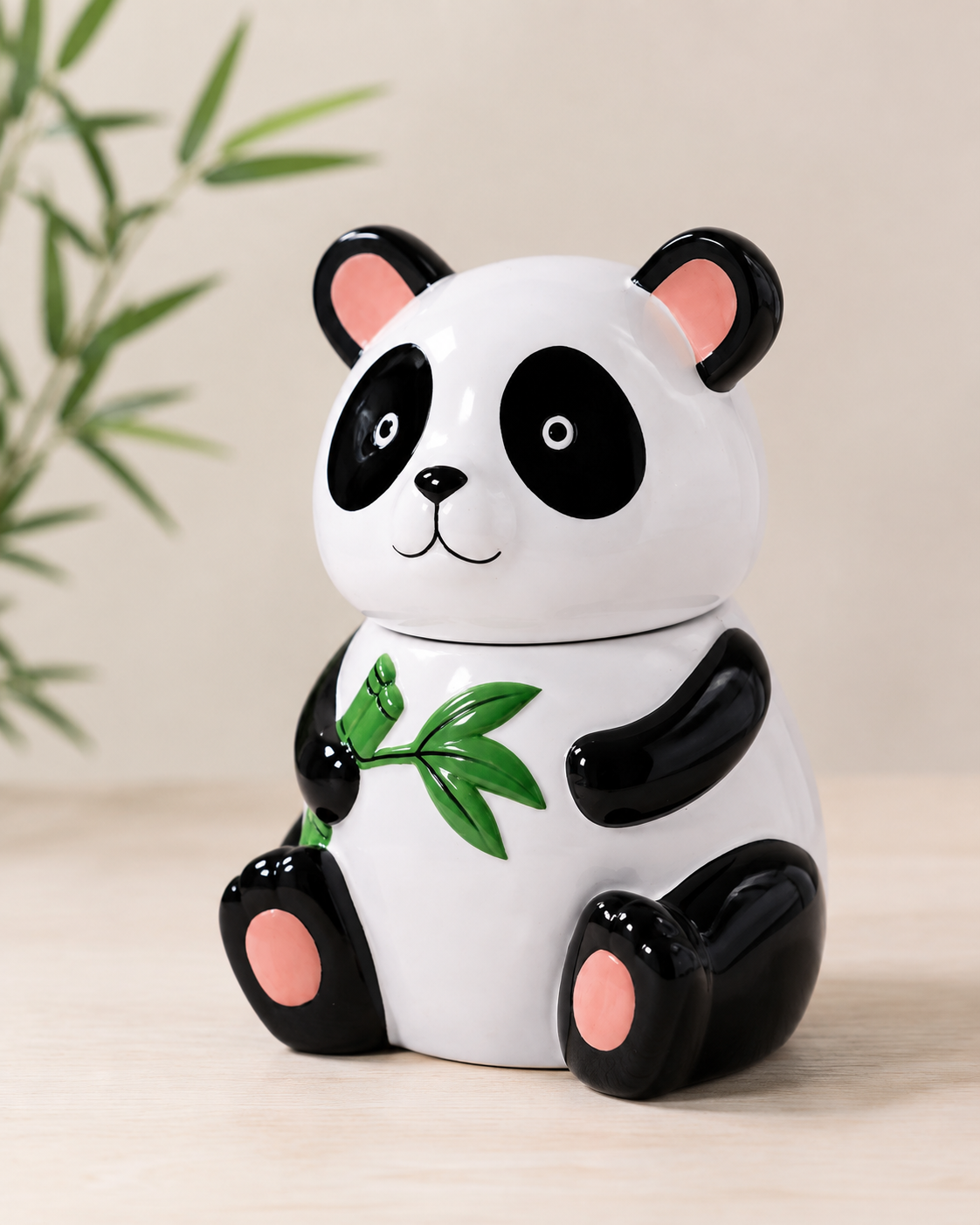 Izzhaar Panda Bamboo Ceramic Cookie Jar