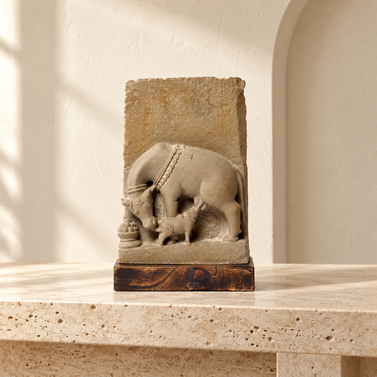 Izzhaar Kamdhenu Sculpture | 12th Century Wish-Fulfilling Cow Hindu Sacred Art Museum Replica