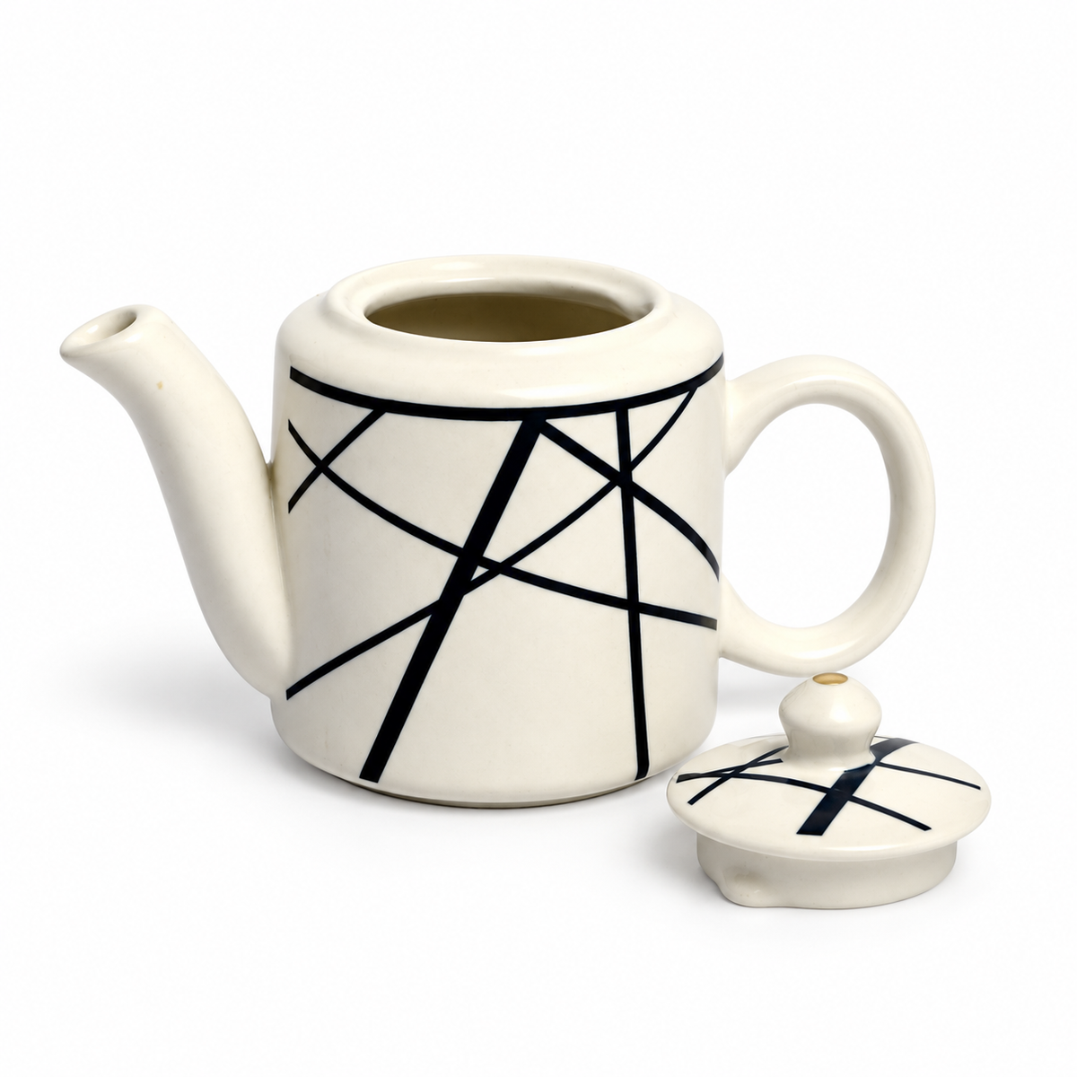 Izzhaar Abstract Print Black & White Ceramic Tea Set