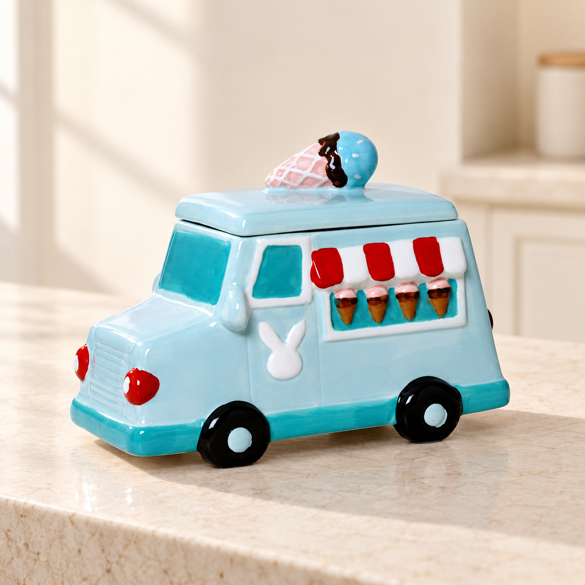 Izzhaar Ice Cream Truck Ceramic Cookie Jar