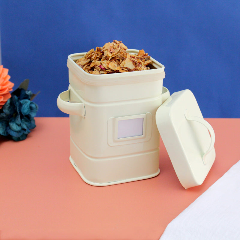 Farmhouse Tin Storage Jar Box with Lid