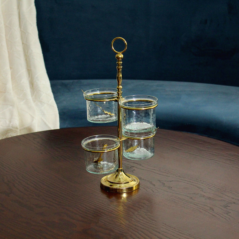 Khidmat 2 Tier Nuts Bowl Stand Brass