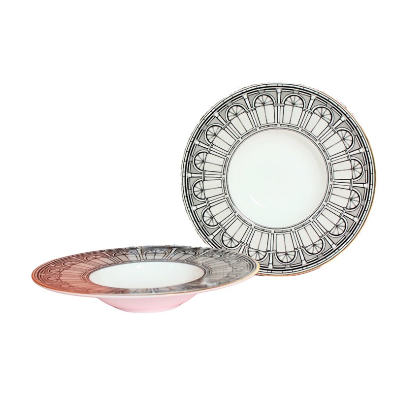Roman Fine Bone China Pasta Plate Set Of 2