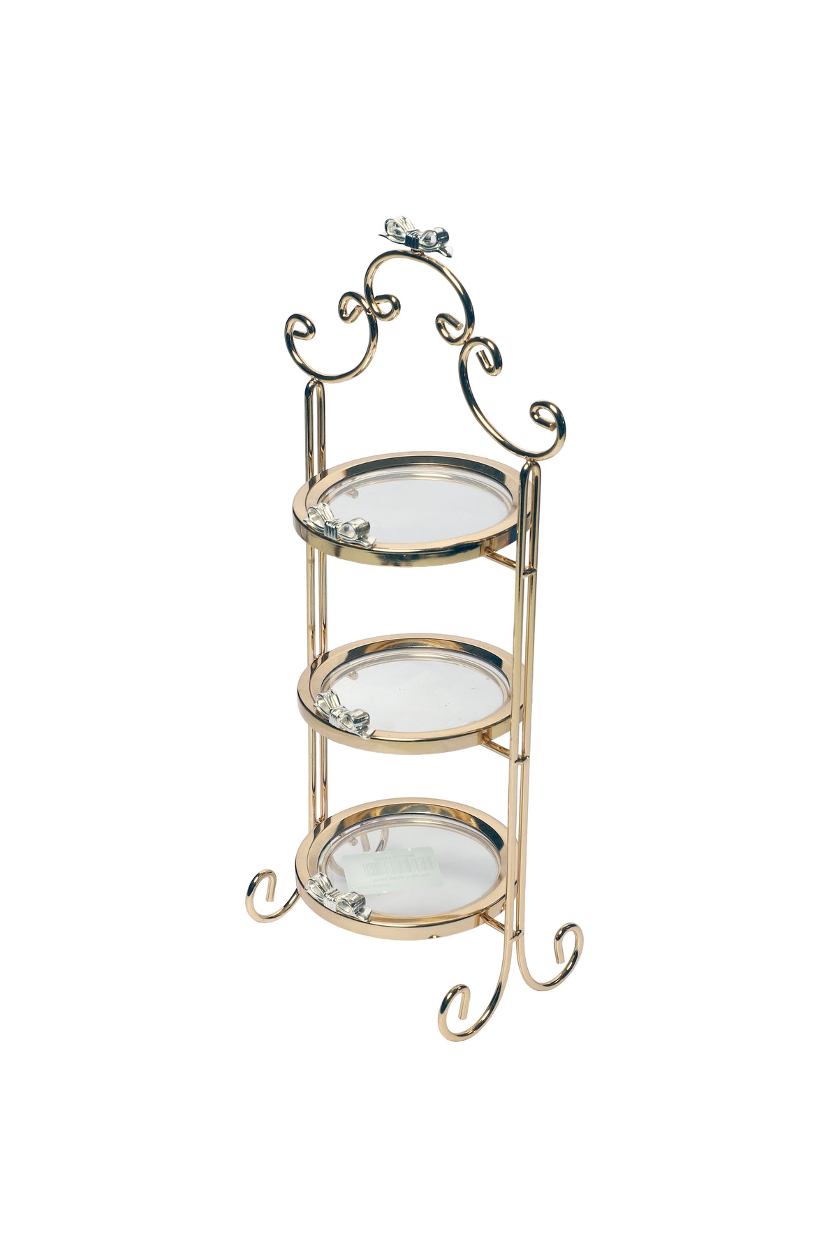 Izzhaar Royal Gold 3 Tier Cake Stand with Glass Plates