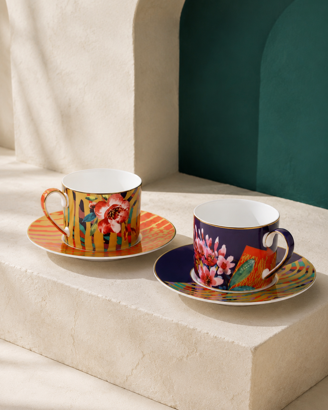 Izzhaar Wild Charm Cups & Saucers Set of 2