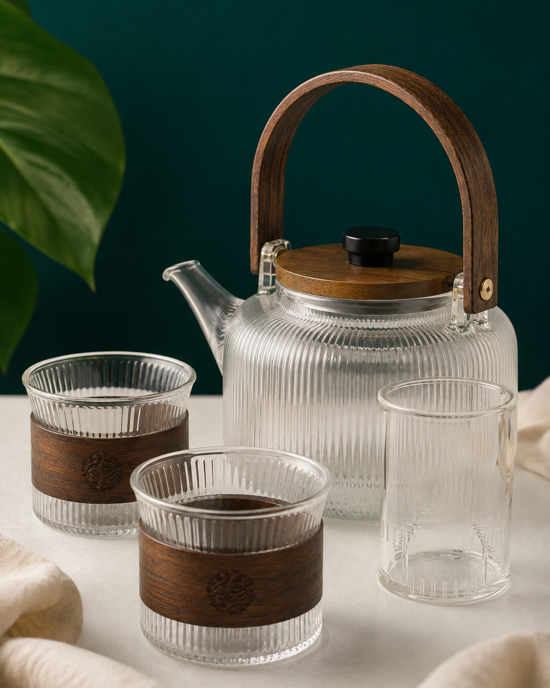 Izzhaar Heritage Glass Tea Set with Teapot & 6 Cups