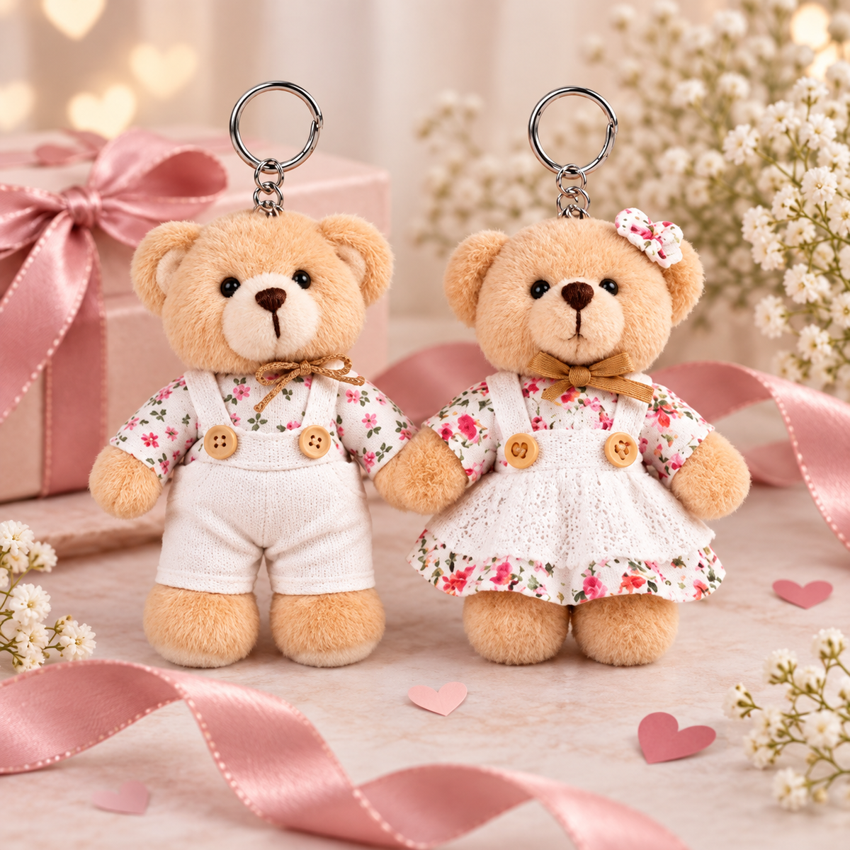 Izzhaar Plush Teddy Bear Couple Keychain Set of 2