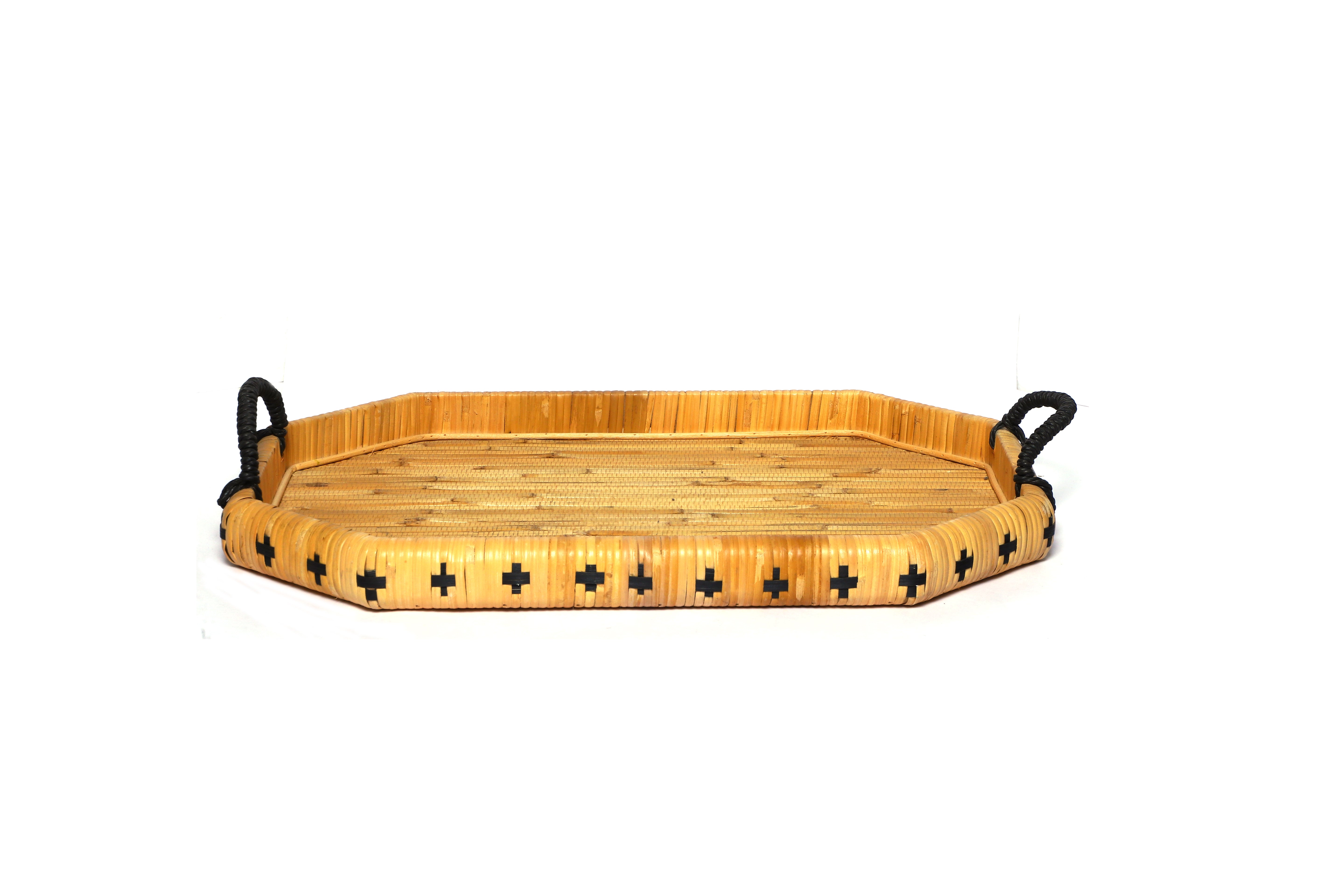 Izzhaar Wooden Tray With Metal Handle-L/oval