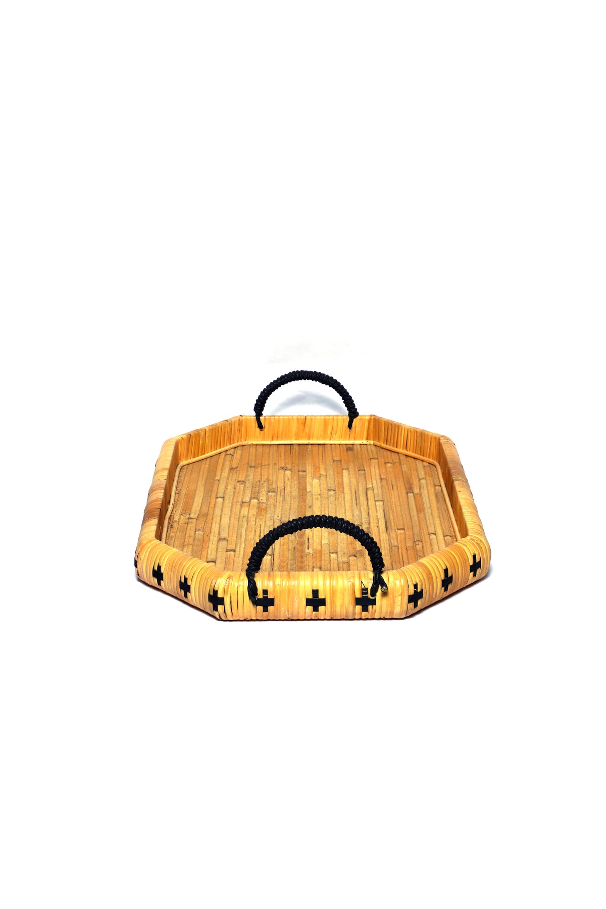 Izzhaar Wooden Tray with Metal Handle - Oval