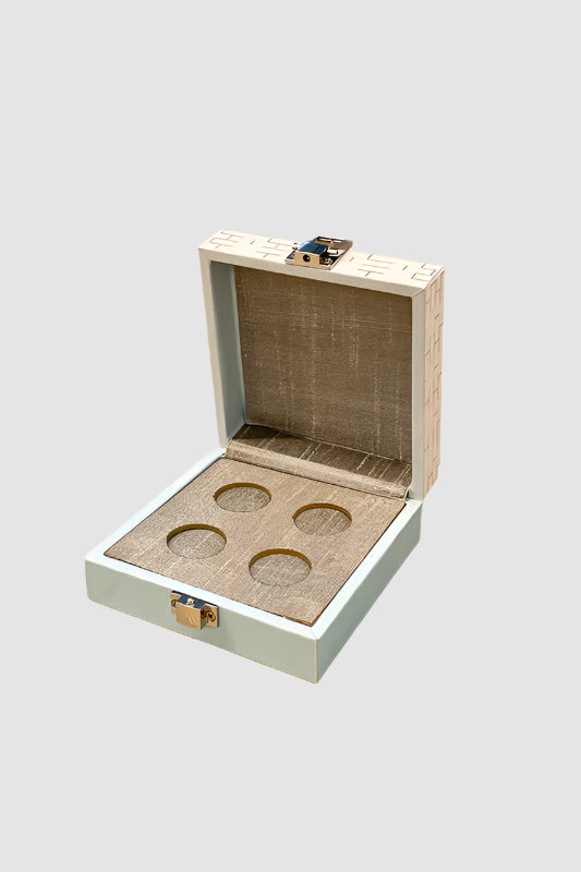 Roman Blue Four Coin Box