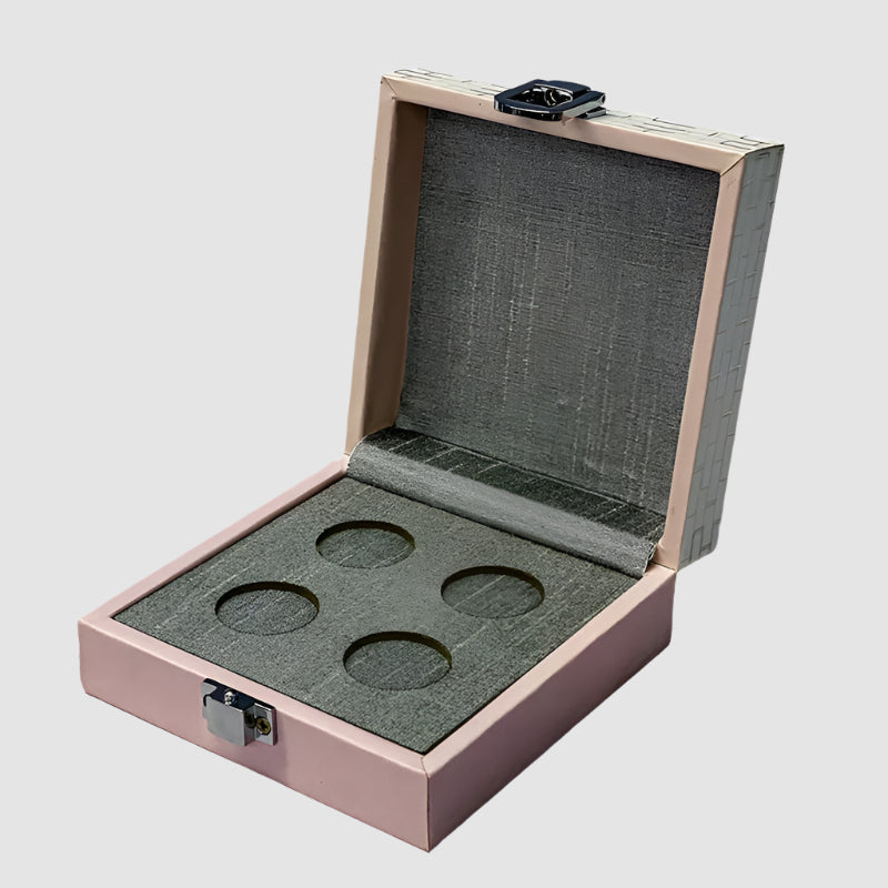 Roman Pink Four Coin Box
