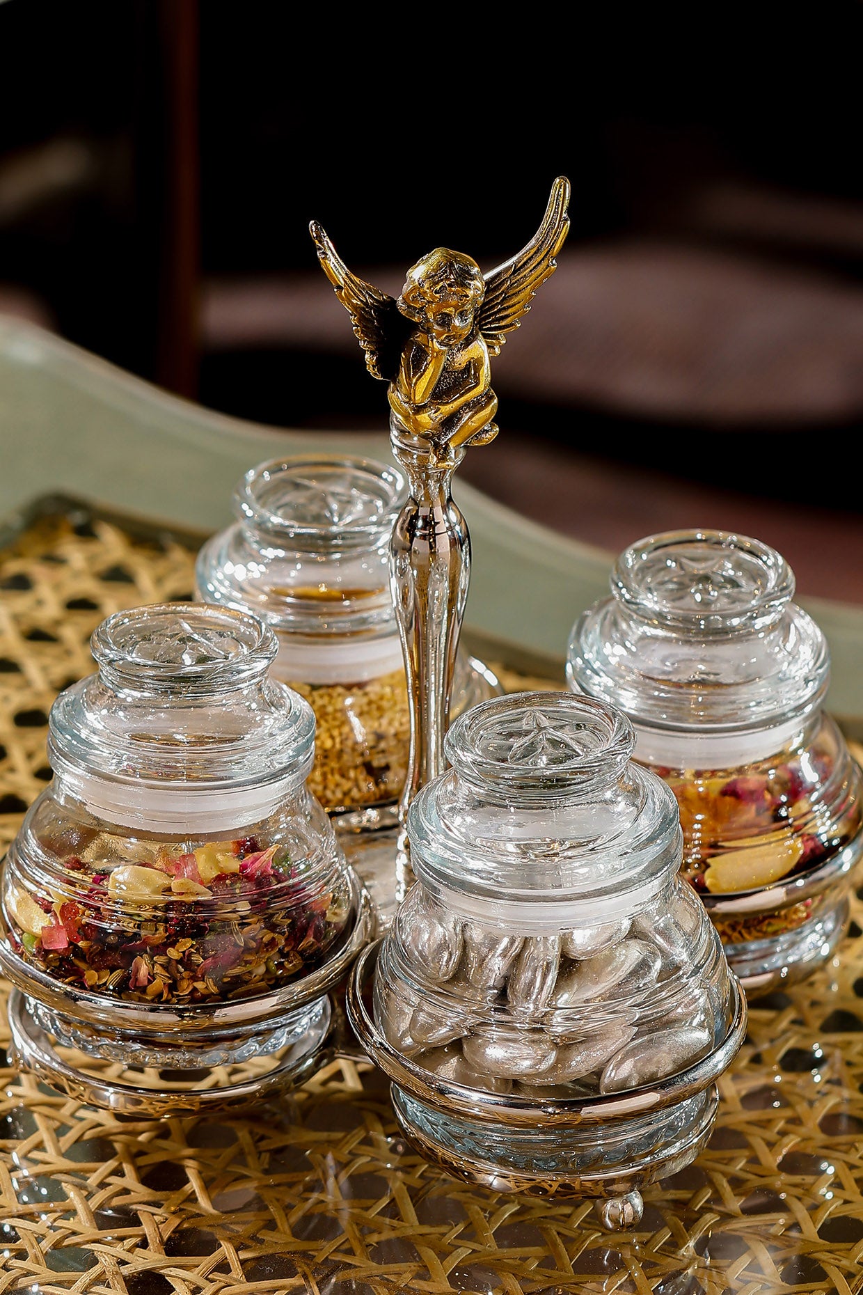 Angel glass Serving Quad-stand