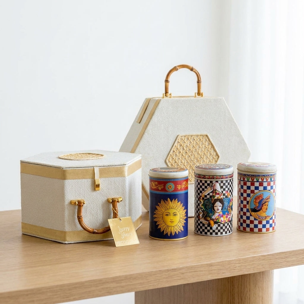 Luxury Designer Gift Hamper with Artistic Storage Boxes & Decorative Tins