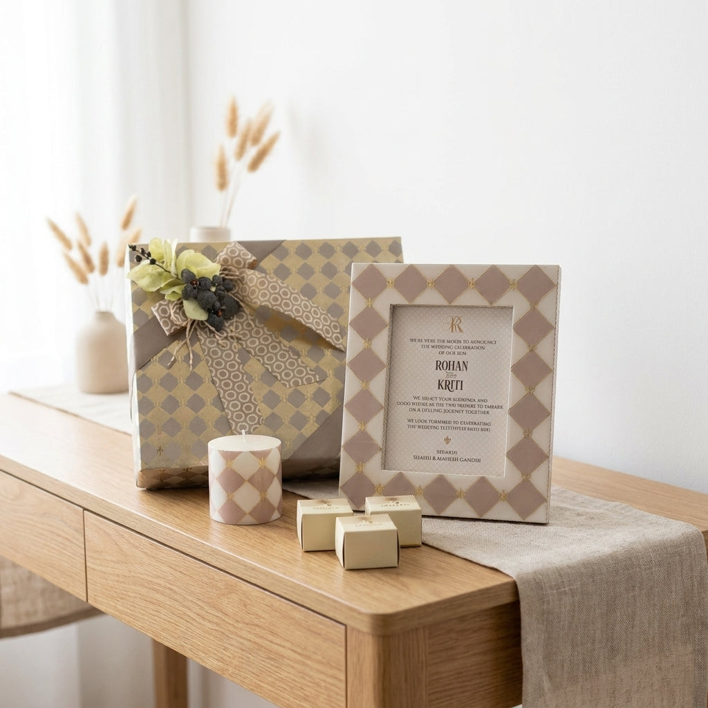 Luxury Gift Hamper with Photo Frame, Candle & Chocolates.