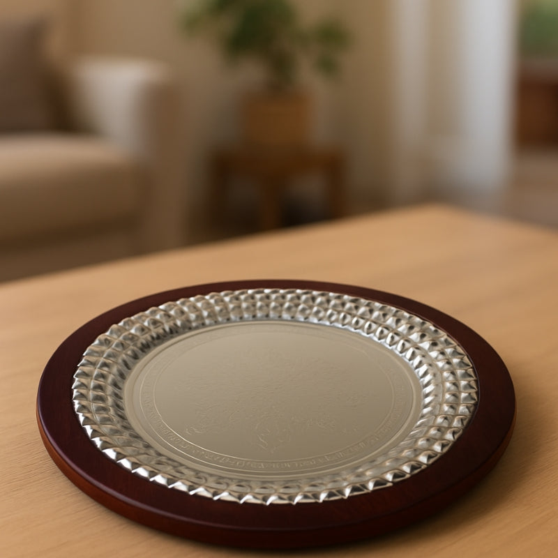 Izzhaar Luxury Silver Plate with Wooden Frame