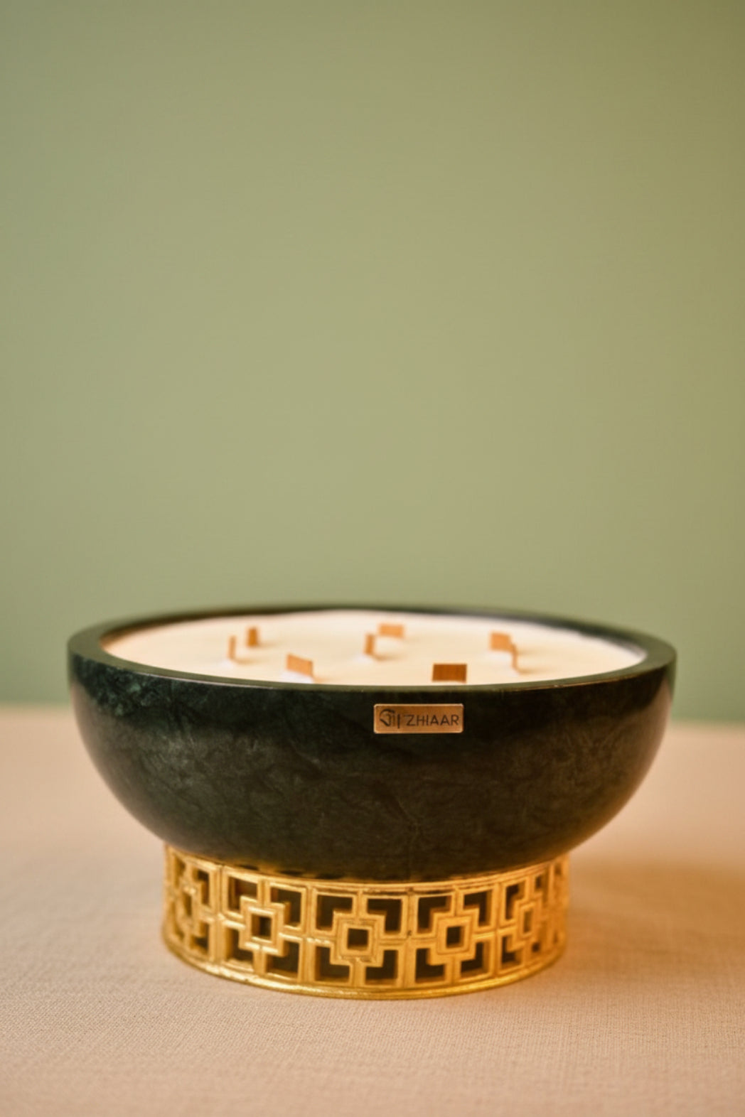 Premium Floating Candle & Urli Centerpiece Bowl with Cut-Out Gold Stand.