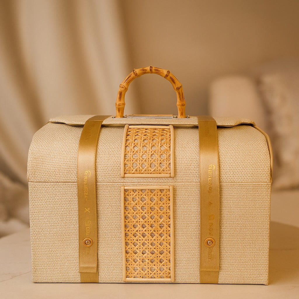 Izzhaar Handwoven cane trunk with a bamboo handle
