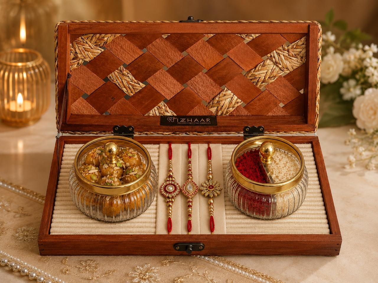 Izzhaar Weaving Box (Basket)-S/Brown/square.
