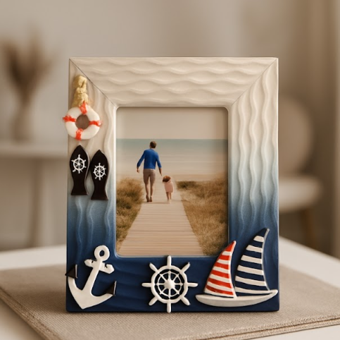 Izzhaar Nautical Theme Photo Frame – Anchor & Sailboat Design