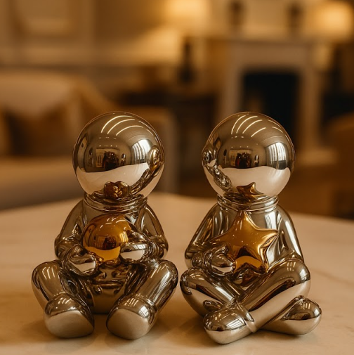 Izzhaar Astronaut Pair Sculpture – Modern Home Decor
