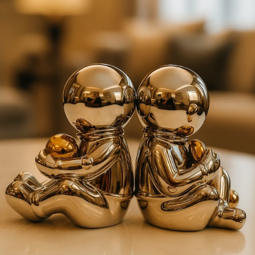 Izzhaar Astronaut Pair Sculpture – Modern Home Decor