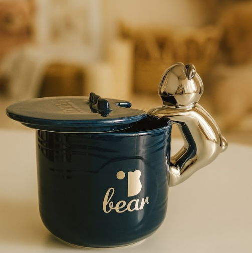 Izzhaar Cuddle Bear Blush Mug with Lid – “Perfect” Edition