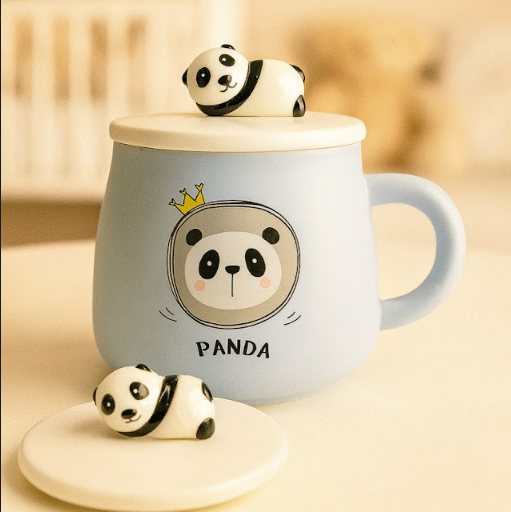 Izzhaar “Little Panda Snuggle Mug” with Ceramic Panda Lid