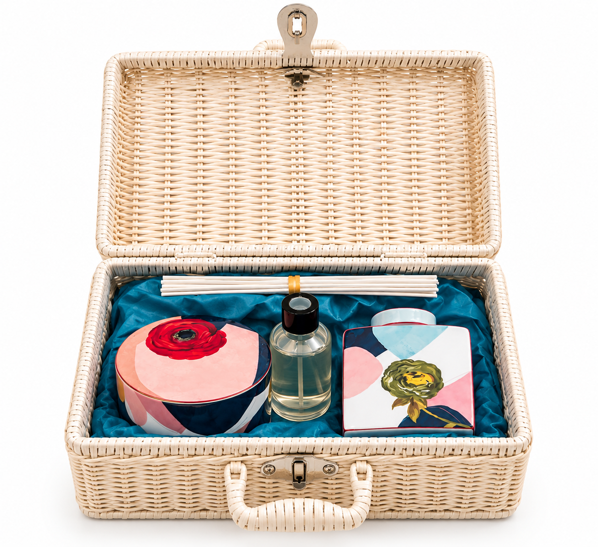 Izzhaar White Wicker Suitcase Gift Hamper