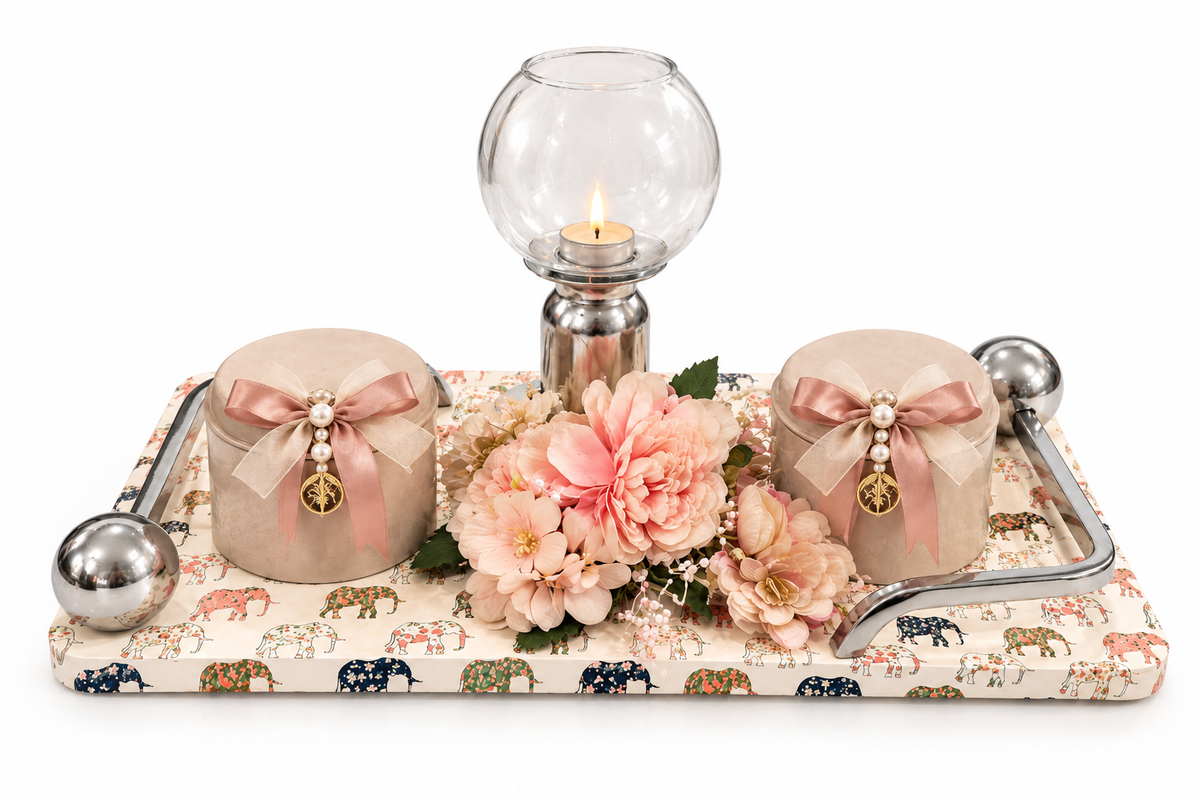 Izzhaar Bloom Elephant Print Tray Set