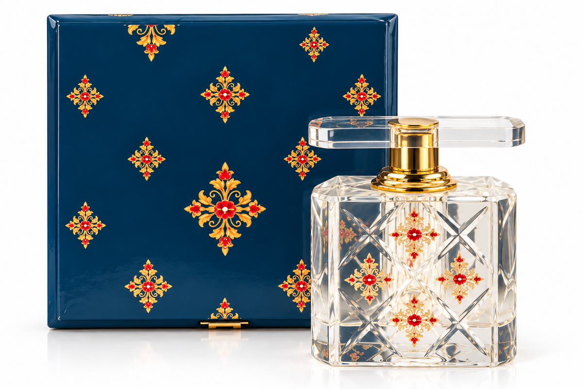 Izzhaar Ornate Floral Crystal Perfume Atomizer