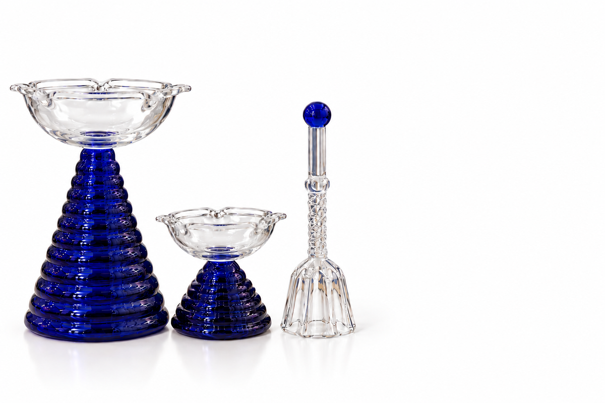 Izzhaar Royal Blue Glass Diya Set
