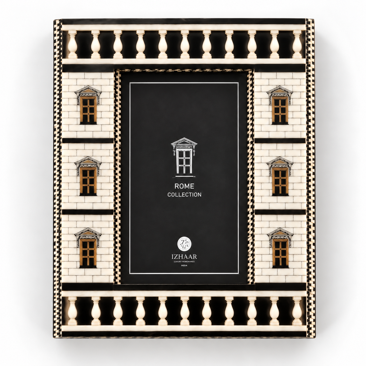Izzhaar Photo Frame-White & Black Roman