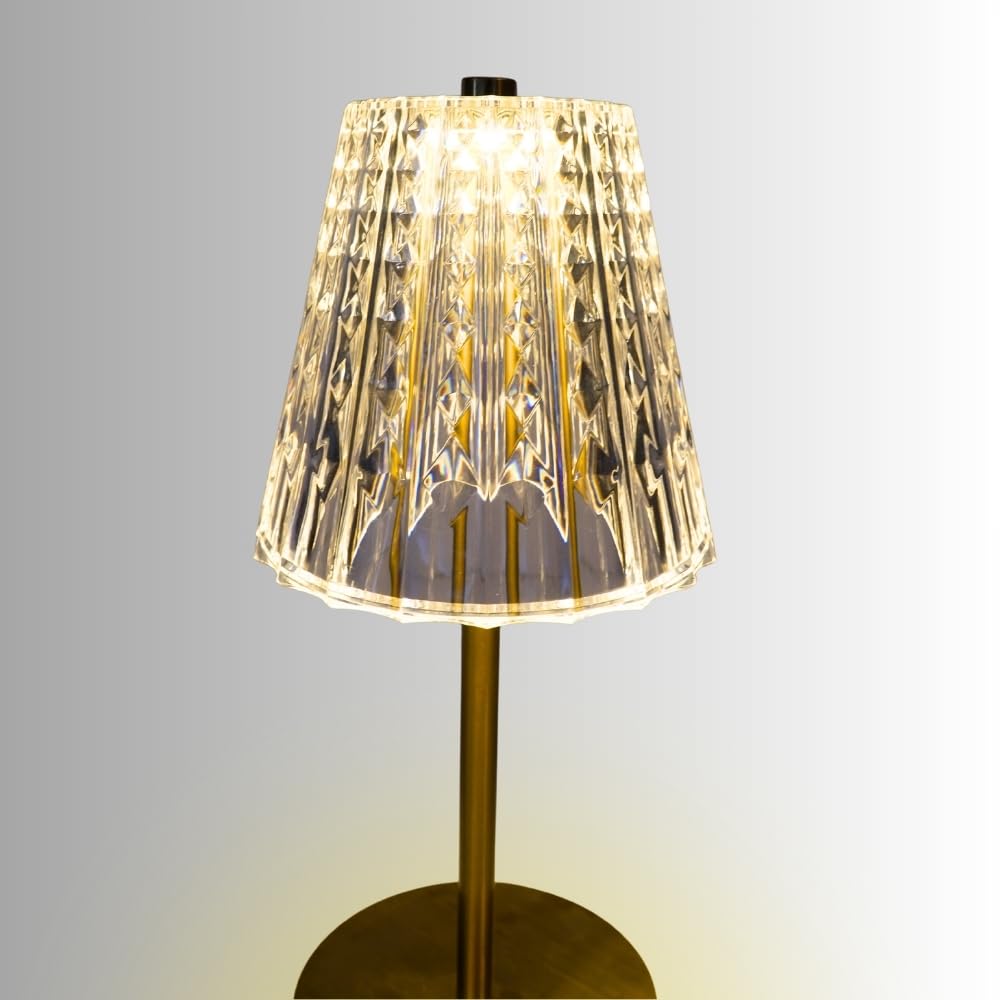 Izzhaar Crystal Luxe Touch Lamp – Golden Base LED Table Light