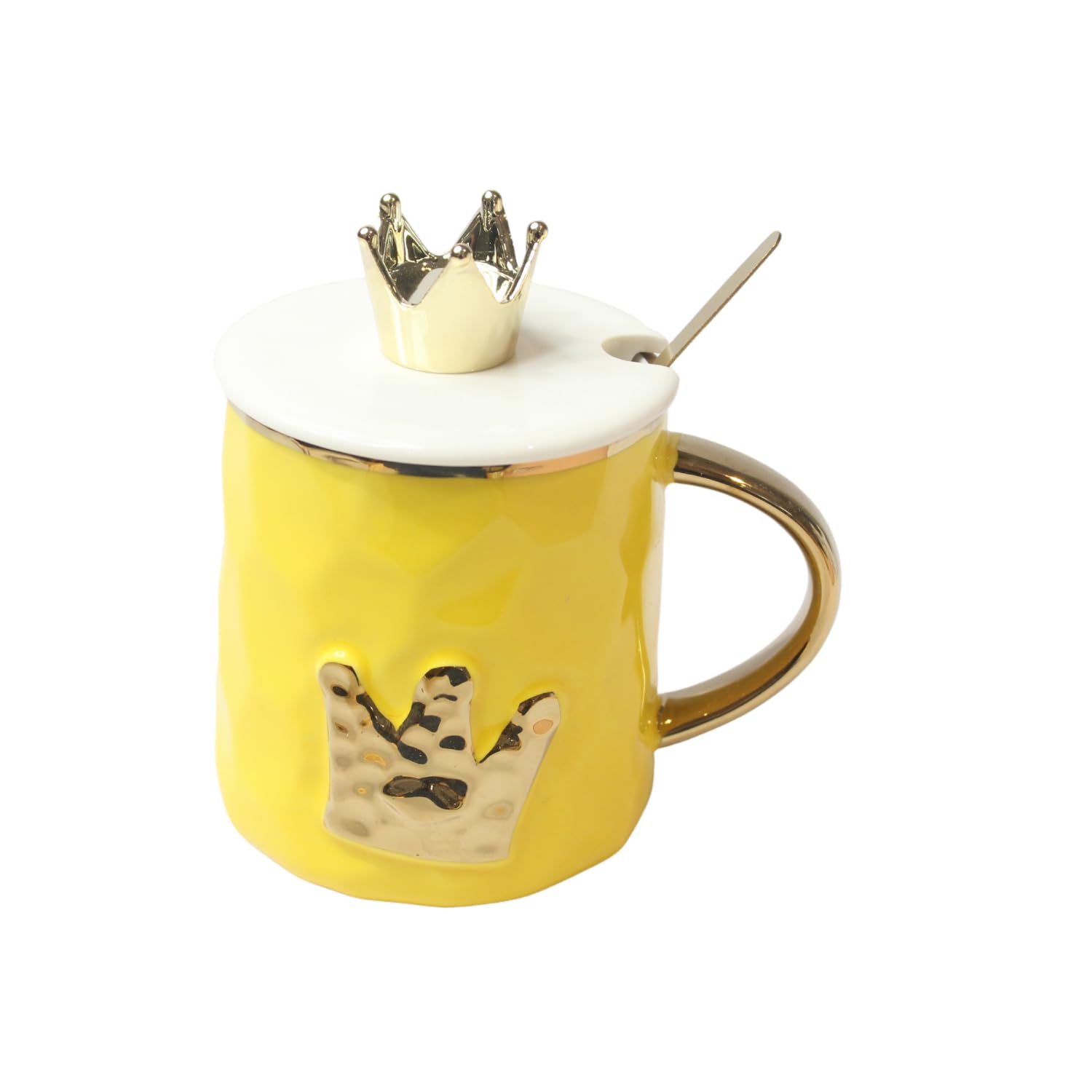 Izzhaar Royal Crown Luxe Mug with Lid & Straw – Gold Edition