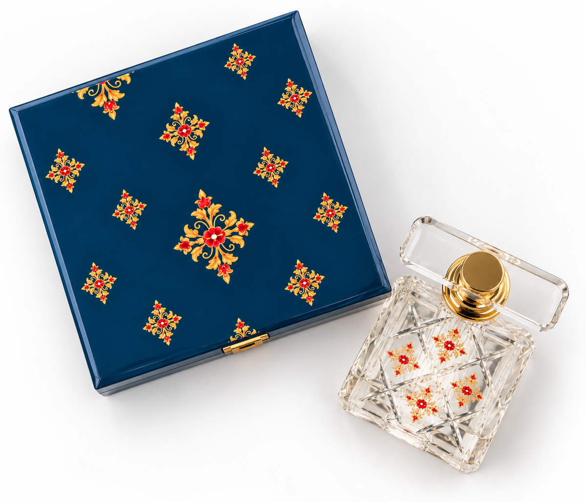 Izzhaar Ornate Floral Crystal Perfume Atomizer