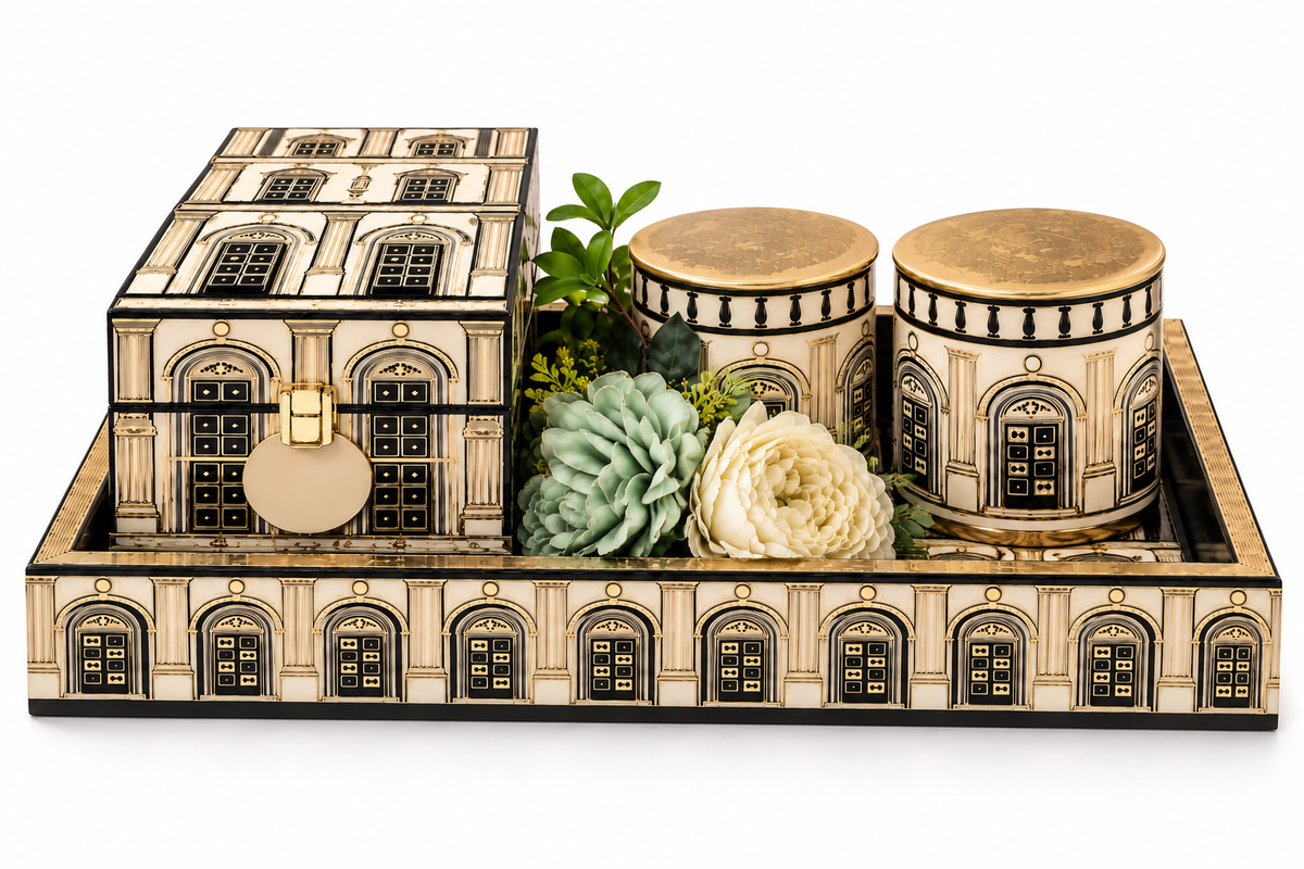 Izzhaar Architectural Tea Box With Twin Tea Canisters