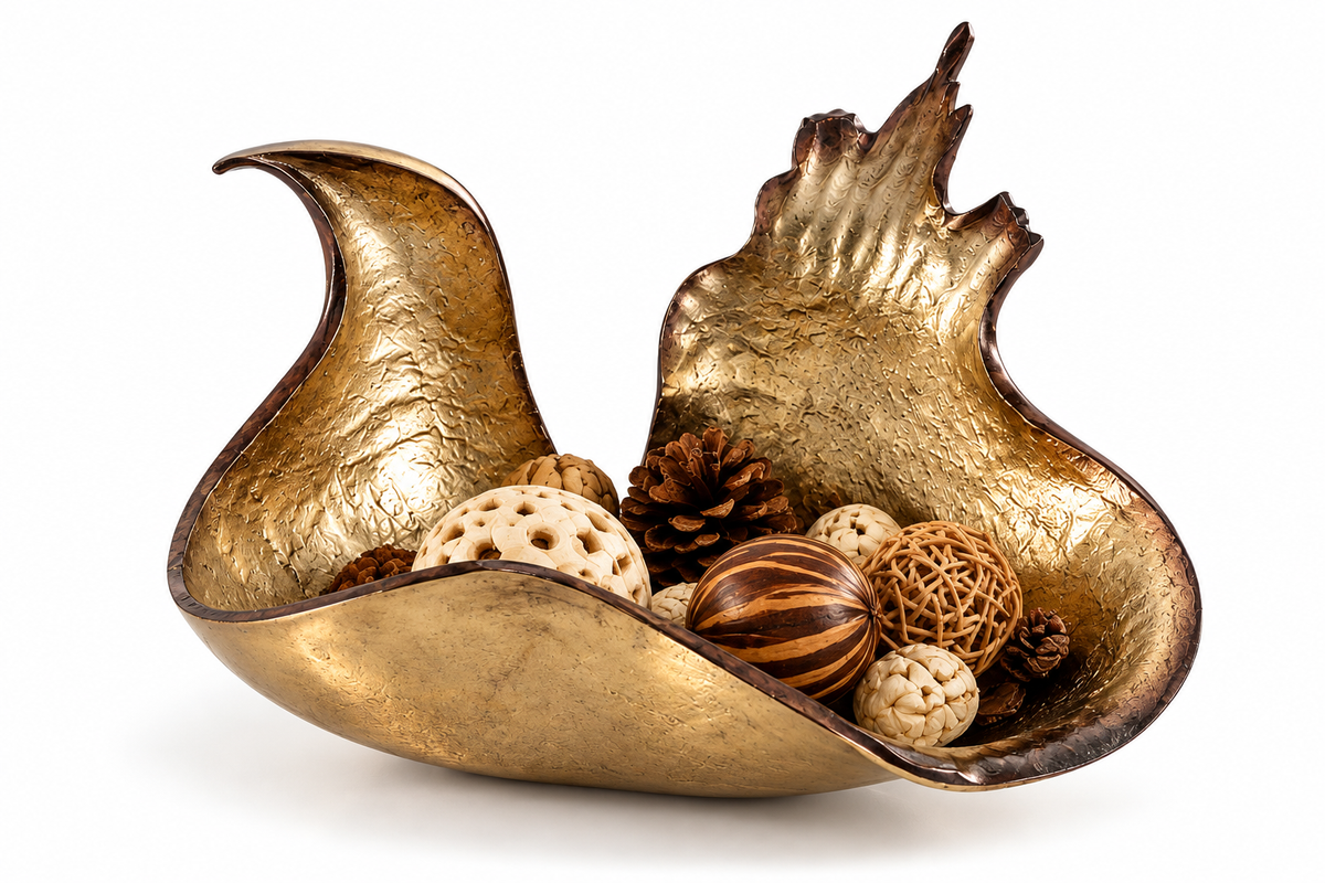 Izzhaar Antique Gold Sculptural Centrepiece Bowl