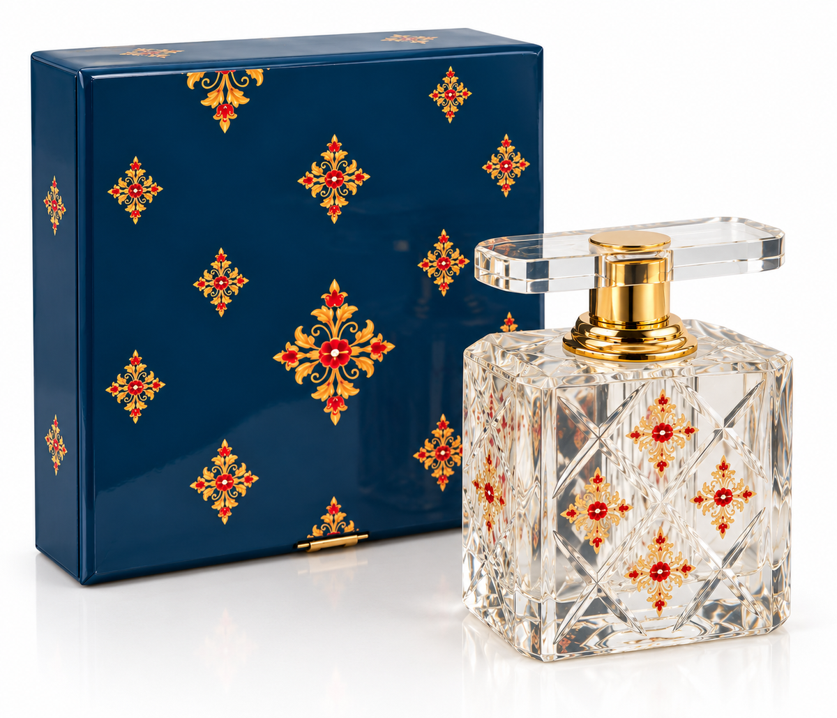 Izzhaar Ornate Floral Crystal Perfume Atomizer