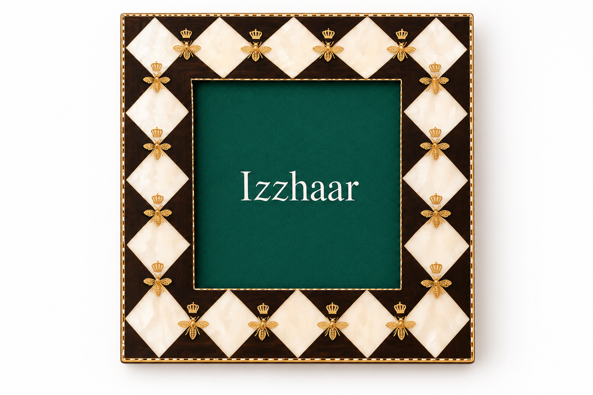 Izzhaar Royal Bee Motif Black & Ivory Photo Frame