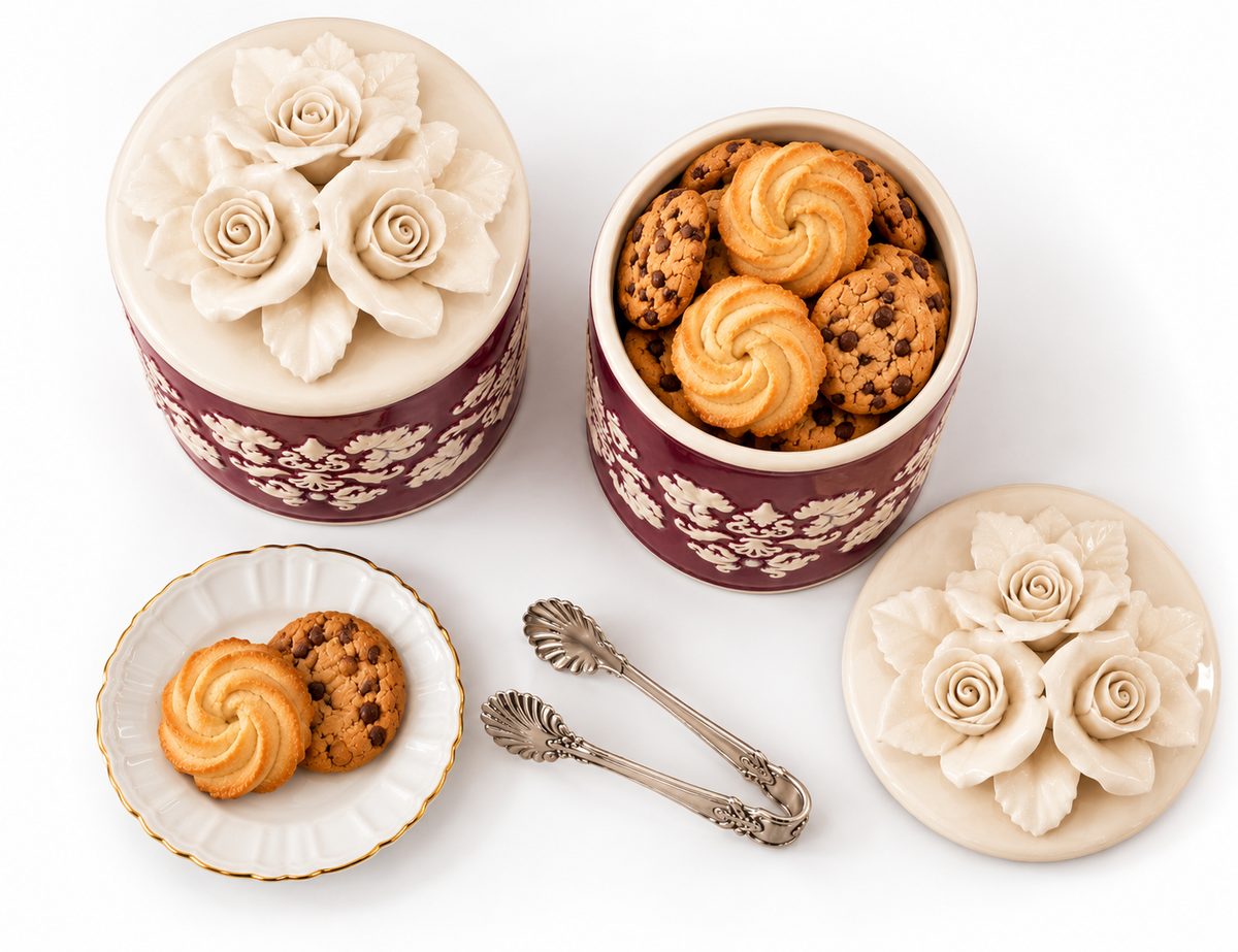 Izzhaar Floral Rose Ceramic Storage Jar