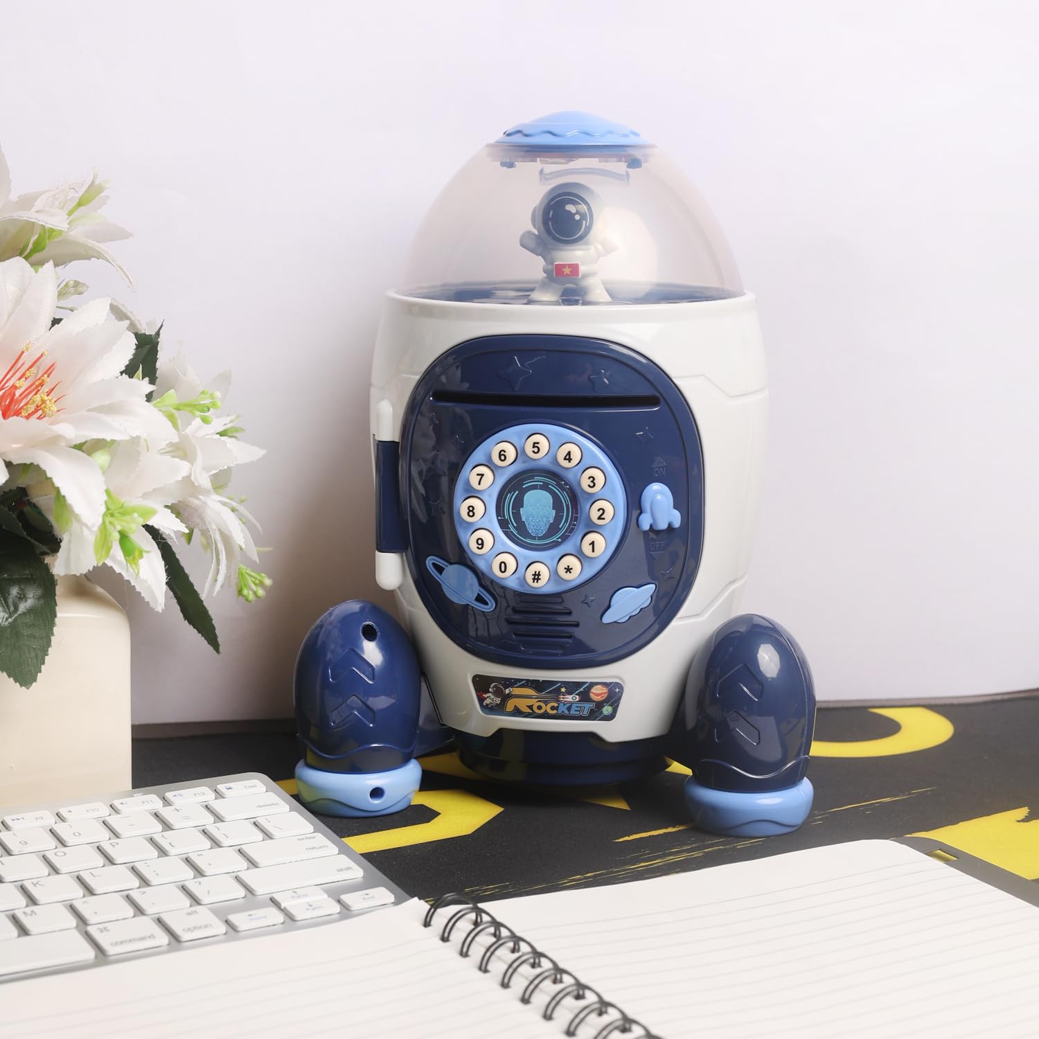 Izzhaar Rocket Piggy Bank with Password & Music – Space Theme Coin Saving Toy