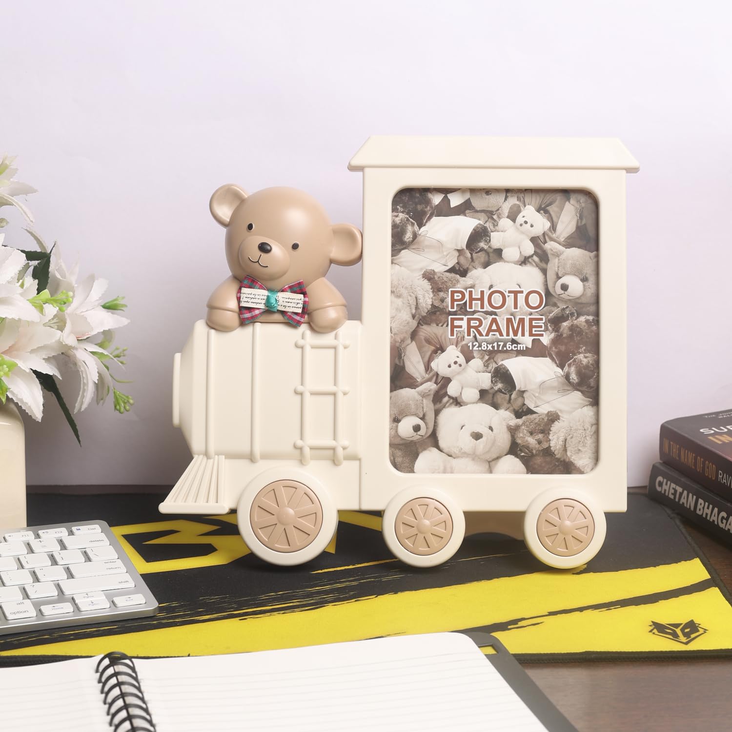 Izzhaar Teddy Express Photo Frame – Cute Train-Themed Kids Décor Frame
