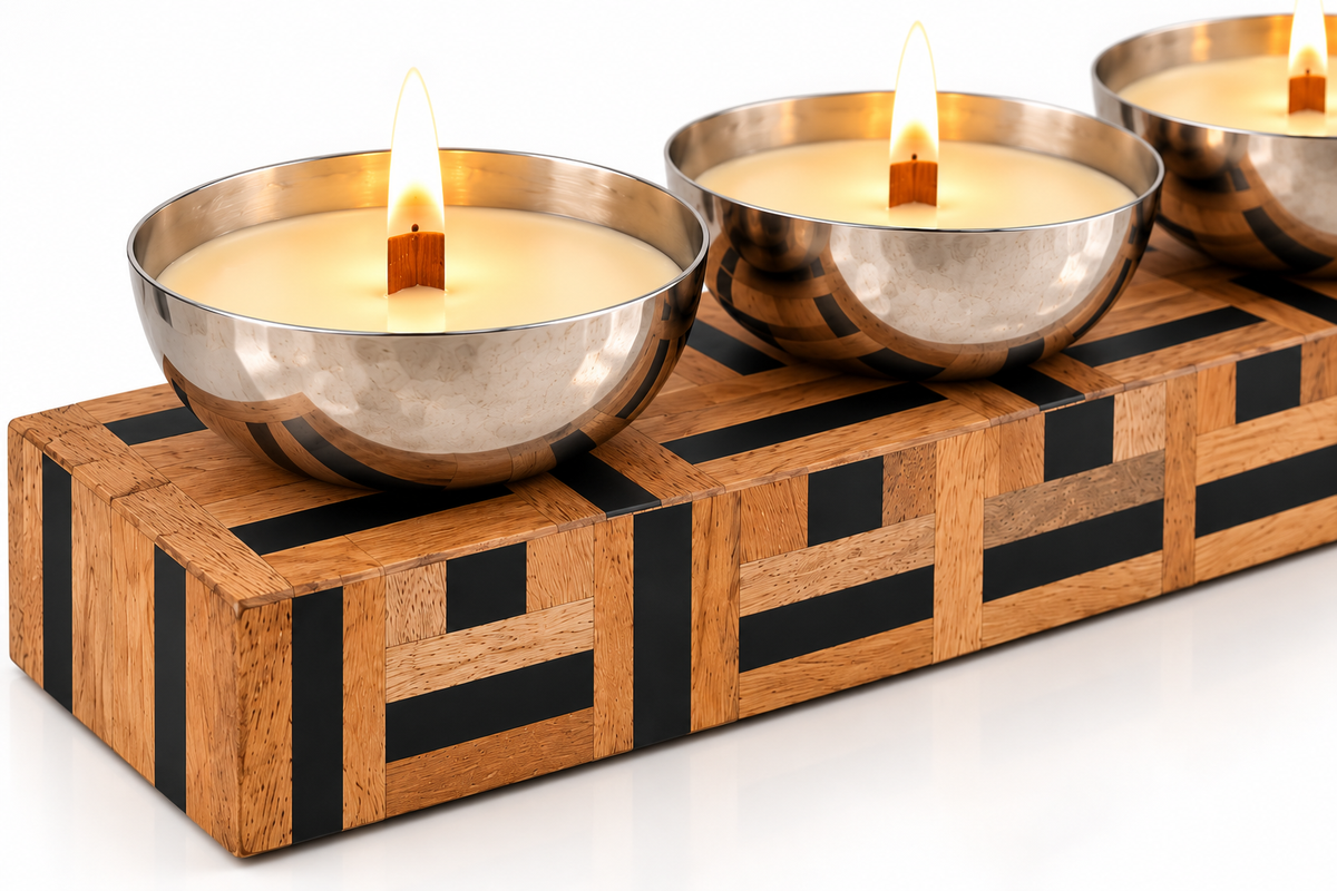 Izzhaar Triple Glow Metal Bowl Candle Set