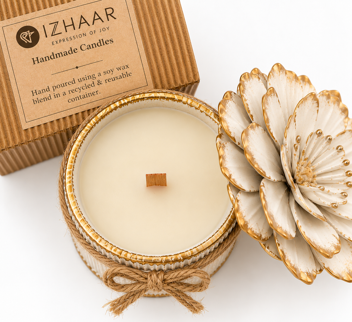 Izzhaar White Hibiscus Scented Decorative Candle