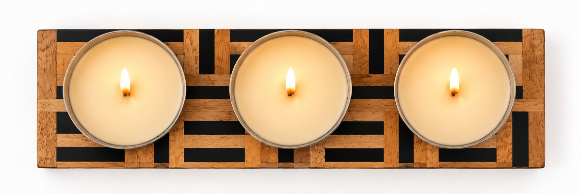 Izzhaar Triple Glow Metal Bowl Candle Set