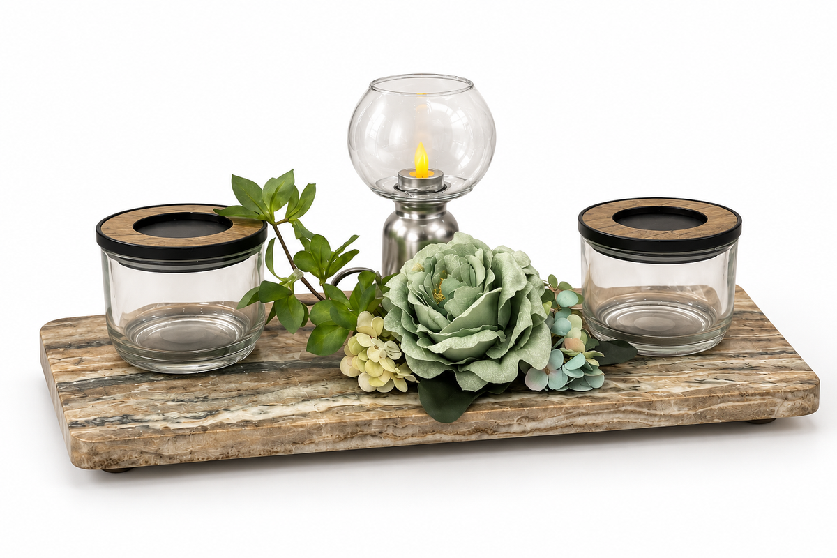 Izzhaar Marble Finish Tray Set